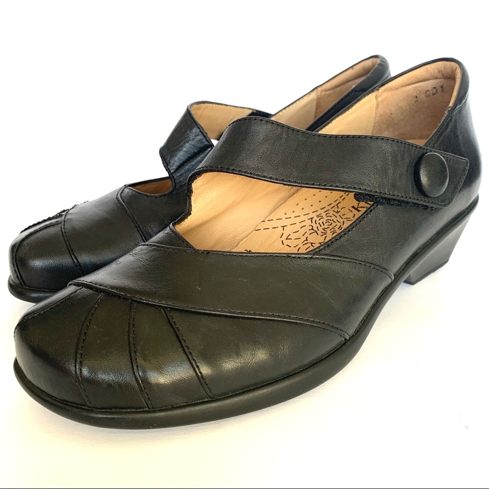 Kumpfs Zierra Black Leather Mary Janes Ortho Shoes